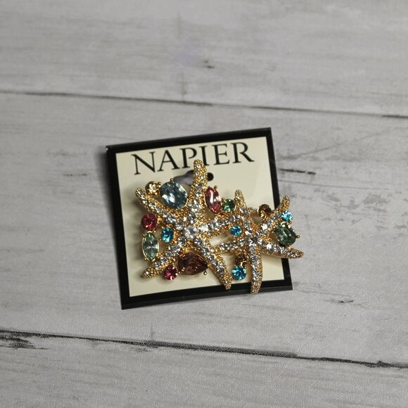 Napier Women's Brooch Fashion Pin Enamel Starfish Jewel Rhinestone - Picture 2 of 4